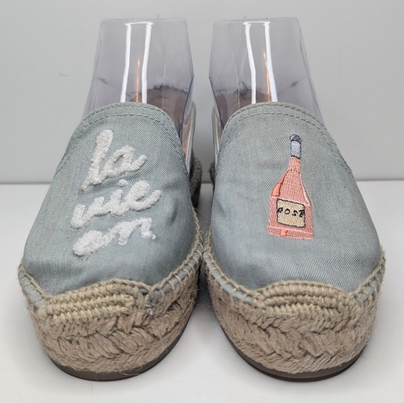Soludos La Vie En Rose smoking slipper espadrille blue pink size 6.5 - Picture 4 of 7